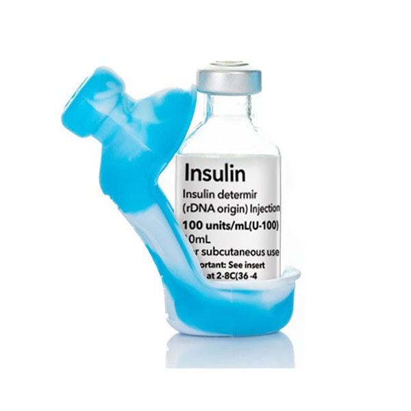 Silikon-Schutzhülle Insulinfläschchen Hellblau-Batik
