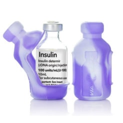 Silikon-Schutzhülle Insulinfläschchen Lila-Batik
