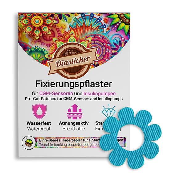Freestyle Libre 3 Overpatch Blumen Fixierpflaster Tapes Fixierung Blau