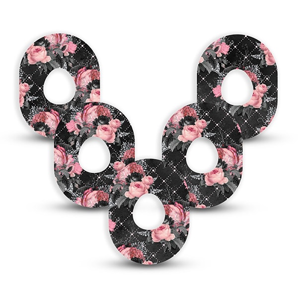 Dexcom G7 Pflaster Tapes Fixierung bunt mit Motiv Blumen schwarz