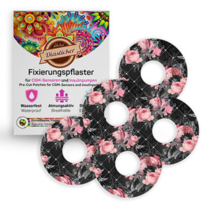 Freestyle Libre 3 Fixierpflaster Tapes Fixierung bunt mit Motiv Batik Blumen schwarz