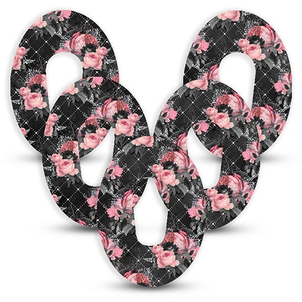 Dexcom G6 Pflaster Tapes Fixierung bunt mit Motiv Blumen schwarz