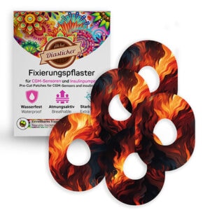 Dexcom G7 Pflaster Tapes Fixierung bunt mit Motiv Flammen Flames