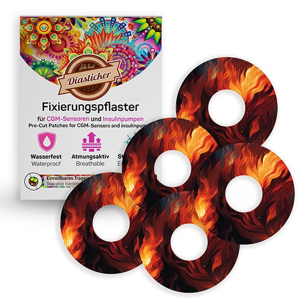 Freestyle Libre 3 Fixierpflaster Tapes Fixierung bunt mit Motiv Flammen Flames